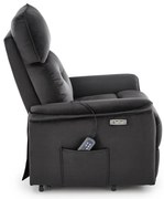 Fotel wypoczynkowy elektryczny pionizacja masaż rozkładany czarny SEMIR 2