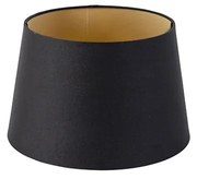 Czarny abażur bawełniany ze złotym wnętrzem 25/20/16