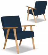 Fotel w stylu PRL retro vintage SOLER Family Meble granatowy welur Hunter