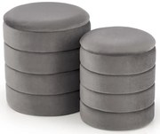 Komplet 2 popielatych okrągłych puf G7-R78