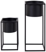 Zestaw 2 czarnych metalowych doniczek House Nordic Marla