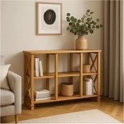 Regał drewniany Retro I prowansalski z krzyżami i półkami,  kolor dębowy