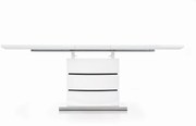 NOBEL stół rozkładany biały, na jednej nodze, glamour, prostokątny