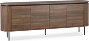 Komoda do Salonu BECK 200 cm Orzech Czterodrzwiowa Ryflowana Japandi