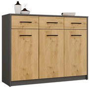 Nowoczesna komoda z 3 szufladami dąb artisan+antracyt M5-R46