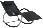 Czarny leżak ogrodowy bujany W9-T62
