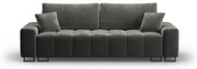 Szara aksamitna rozkładana sofa ze schowkiem 250 cm Wicklow – Cosmopolitan Design