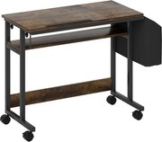 HOMCOM Stojące biurko z regulowaną wysokością i nachyleniem blatu, kółkami, półką, do pisania, czytania, rysowania, Rustykalny Brąz