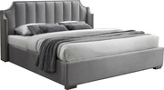 Łóżko ze skrzynią i zagłówkiem z bocznymi panelami 180 x 200 cm - Welur - Jasnoszary - TEOMIS