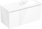 Mexen Orio szafka łazienkowa 100 cm z umywalką Vela prawą, 1S, 1D, biała połysk - 91A13-10047-3-BBFF00-W23P00