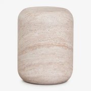 Stolik Pomocniczy Ogrodowy Okrągły Ø35 Cm Z Cementu Fonelas Look Travertino - Sklum