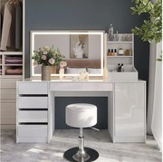 Stół do toalety biały/biały wysoki połysk 158.2x50.1x76 sherry