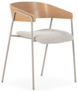 Jasnoszare/w naturalnym kolorze tapicerowane fotele jadalniane zestaw z podłokietnikami 2 szt. Cora – MOME