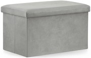 Szara prostokątna welurowa pufa ze schowkiem S9-D46