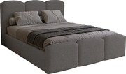 Łóżko tapicerowane 180x200 cm Capri - pojemnik, stelaż metalowy - tkanina boucle, szary (Lambi 12)