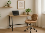 Zestaw do biura stół TAYLOR SONOMA 100x50 cm + krzesło biurowe AVOLA VELVET jasnobrazowy