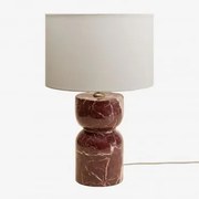 Lampa Stołowa Z Naturalnego Kamienia Diniz Czerwony Marmur Cherry Gold & Arlina Biała Ø30 Cm - ↑20 Cm - Sklum