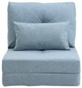 HOMCOM Fotel Podłogowy z Matą Do Spania, Design 2 w 1, Zdejmowana Poduszka, 60 x 80 x 56 cm, Niebieski Nieba