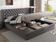 Łóżko tapicerowane welurowe 180x200cm z stelażem na listwach - Szare