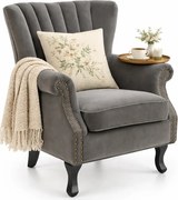 Szary welurowy wygodny fotel wypoczynkowy T7-M98