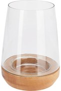 Świecznik na świeczkę tealight Modern, 19,5 x 15 cm, drewno mango, szkło