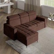 Masseno Narożnik KAME z funkcją spania i pojemnikiem na pościel Narozniki L, Rozkładana sofa - Brązowy, KRONOS 06