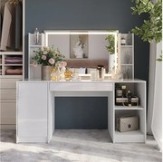 Stół toaletowy biały/biały wysoki połysk 158.2x50.1x76 sherry