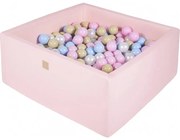 Kwadratowy Suchy Basen Z Piłeczkami 7cm Dla Dziecka, 90x90x40cm/300 Piłek, Bawełniany, Jasnoróżowy, Model Candy - Meowbaby®