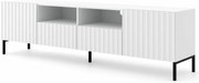 Biała lamelowa szafka pod TV z szufladami E4-E09