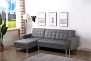 Kanapa narożna "Theo" z możliwością zmiany układu (lewostronny lub prawostronny) - Rozkładana - 4 miejsca - Szara