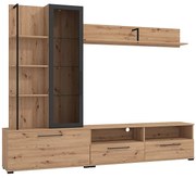 Ścianka RTV DUBLIN z półkami – kolor: dębowy i czarny