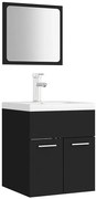 Czarna szafka łazienkowa z umywalką i lustrem R7-B56