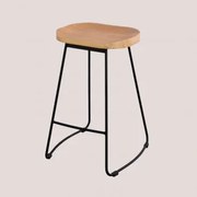 Wysoki Stołek Z Metalu I Drewna Wiązu Neicol Czarna & ↑65 Cm - Sklum