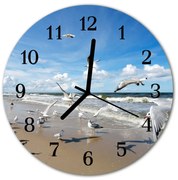 Zegar ścienny okrągły Mewy plażowe