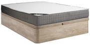 Zestaw 140 x 190 cm stelaż z jasną naturalną skrzynią + materac piankowy o grub. 22 cm z 11-strefową warstwą wierzchnią z pamięcią kształtu - DANEVO marki YSMÉE