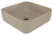Umywalka ceramiczna nablatowa kwadratowa brązowa bez otworu na baterię 39 x 39 cm ALIZMA z rantem typu Slim