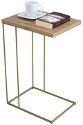 Druciany stolik pomocniczy dąb artisan + złoty D7-F80