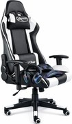 Czarno-biały obrotowy fotel gamingowy K7-L54