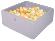 Kwadratowy Suchy Basen Z Piłeczkami 7cm Dla Dziecka, 110x110x40cm/500 Piłek, Bawełniany, Jasnoszary, Model Dino - Meowbaby®