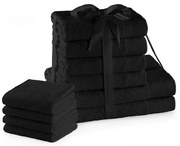 Czarne bawełniane ręczniki zestaw 10 szt. frotte Amari – Restilo