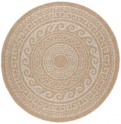 Dywan zewnętrzny okrągły Comilla ornament beżowy 80 cm x 80 cm