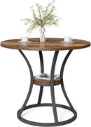 Okrągły stół jadalny dla 4 osób, drewniany okrągły stół do jadalni z półką do przechowywania, 2-poziomowy