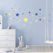 Zestaw 50 naklejek ściennych Ambiance Stars Blue and Yellow