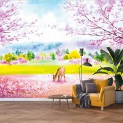 Fototapeta - Malowany jeleń, akwarela (196x136 cm)