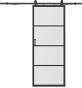 Drzwi przesuwne naścienne - aluminium i matowe szkło hartowane - wys. 205 x szer. 93 cm - SINCA II