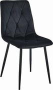 Krzesło Valora TYRA Czarny Aksamit z Czarnymi Metalowymi Nogami x1