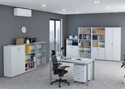 Biały zestaw mebli biurowych zamykanych na kluczyk T0-A72