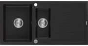 Mexen Andres zlewozmywak granitowy 1,5-komorowy z ociekaczem 1000 x 500 mm, czarny, syfon chrom - 6515101510-77
