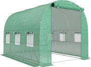 Outsunny Szklarnia ok. 2,7 x 2 x 2 m tunel foliowy z półkami, rolowane drzwi na zamek błyskawiczny, 6 okien siatkowych, wsporniki | Aosom PL