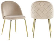 Zestaw 2 krzeseł MELBOURNE – welur i metal w kolorze złotym – kolor beżowy